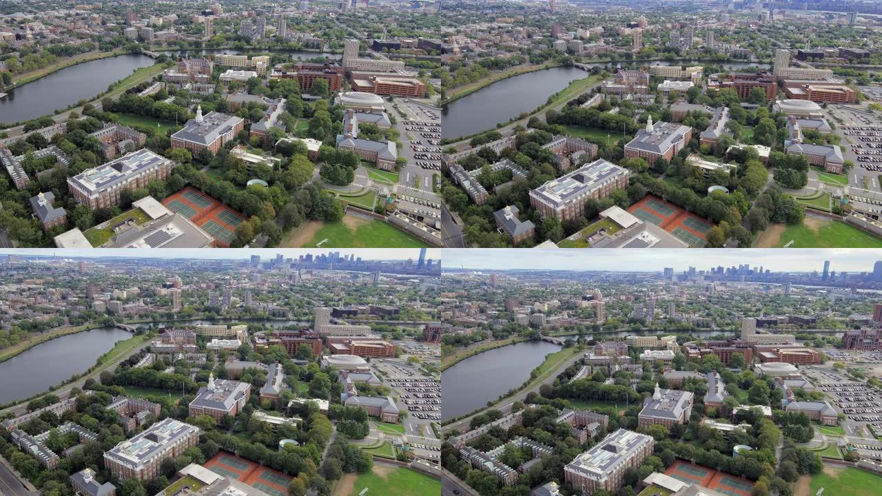 马萨诸塞州剑桥和查尔斯河沿岸的大学校园-鸟瞰图