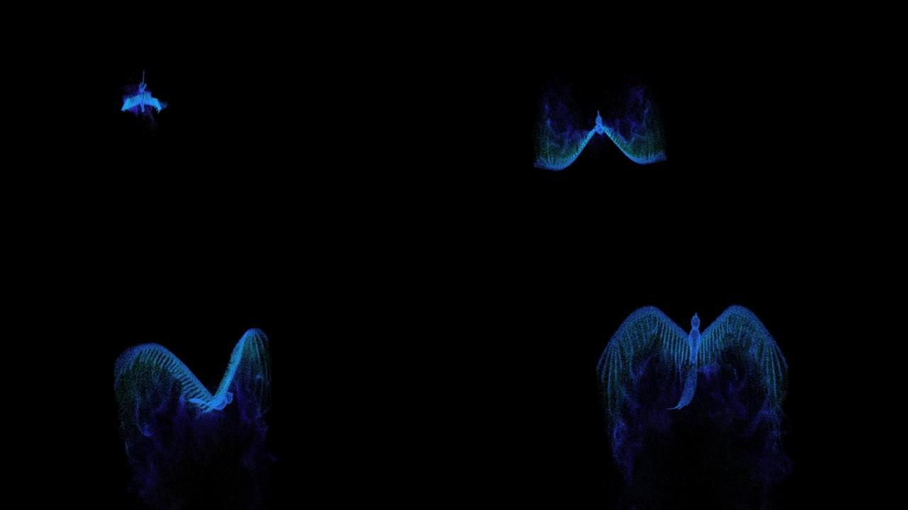 venix和火焰的数字动画以霓虹灯风格点亮。