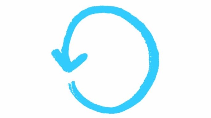 圆圈箭头的动画图标。蓝色符号旋转。循环视频。手绘矢量插图孤立在白色背景上。