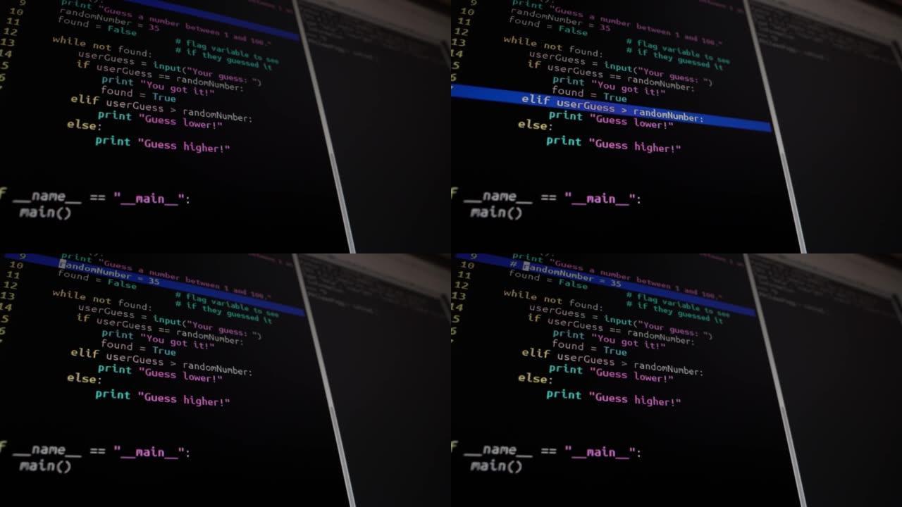 程序员编写程序代码，创建程序，在屏幕上，程序员