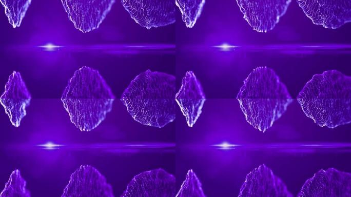 4k美丽的抽象波视差和平行宇宙背景与复制空间-紫色，深色，中心-可循环股票视频