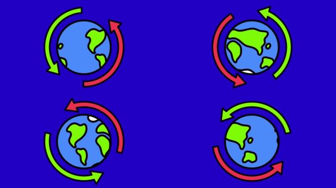 动画地球隔离地球日概念。