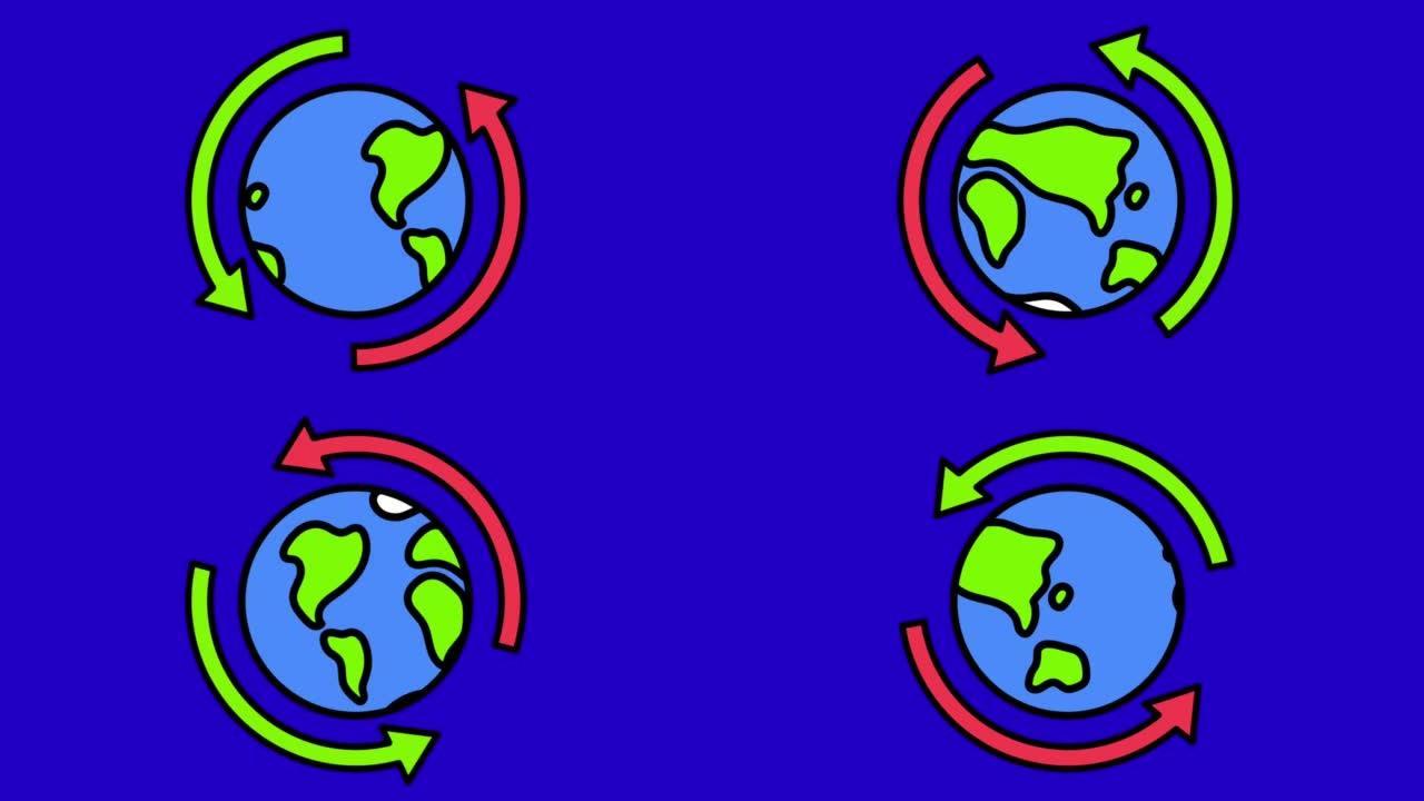动画地球隔离地球日概念。