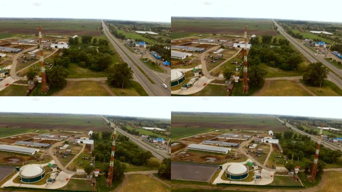 鸟瞰图。从农业废物中生产生物燃料的工厂。