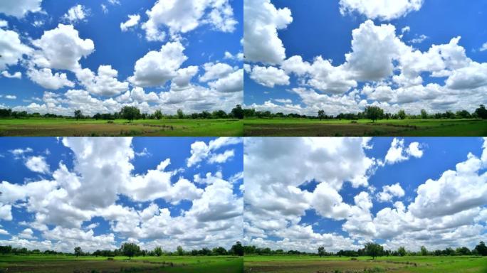 移动的云在天空农场美丽的自然，时间流逝