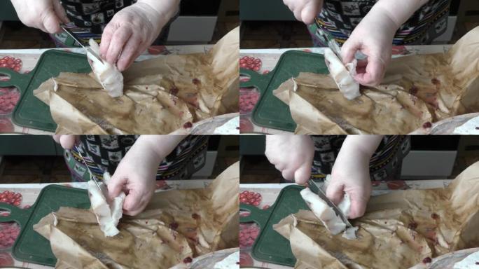 切割生海鱼鳕鱼