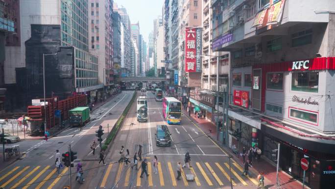 4K正版-香港双层观光巴士车窗外街景02
