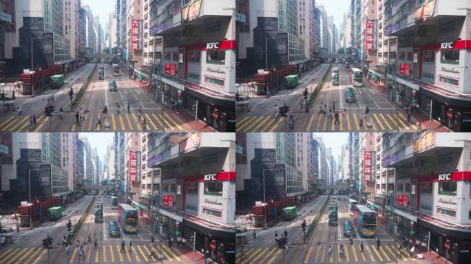 4K正版-香港双层观光巴士车窗外街景02