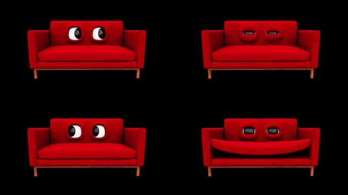 卡通沙发红色会说话循环阿尔法频道