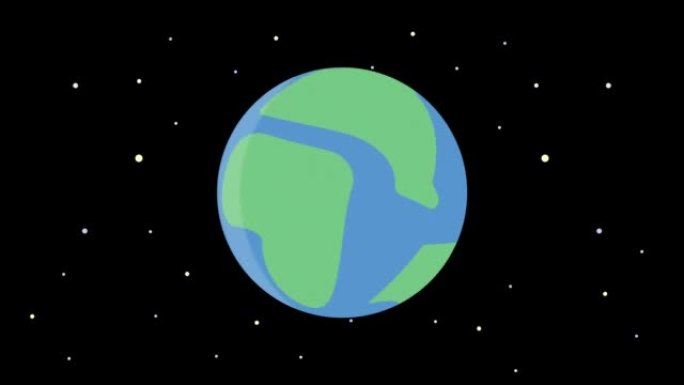 简单可爱的地球旋转动画星空黑色背景