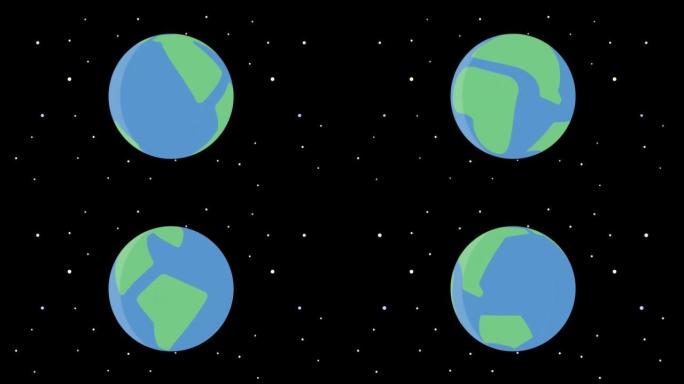 简单可爱的地球旋转动画星空黑色背景