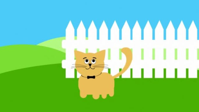 绘制矢量动画小猫沿着栅栏行走