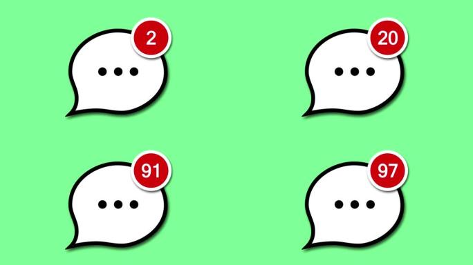 带有通知和消息计数的消息应用程序图标。