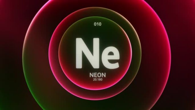 霓虹元素周期表科学内容标题设计动画抽象红绿渐变环背景