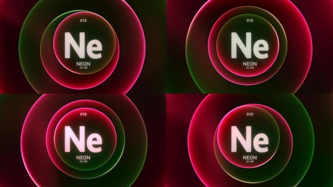 霓虹元素周期表科学内容标题设计动画抽象红绿渐变环背景