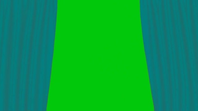 绿色屏幕上的蓝色窗帘开口