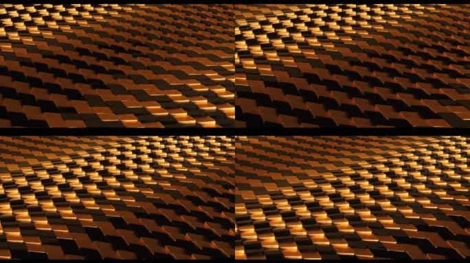 黑色和金色3d立方体抽象背景。