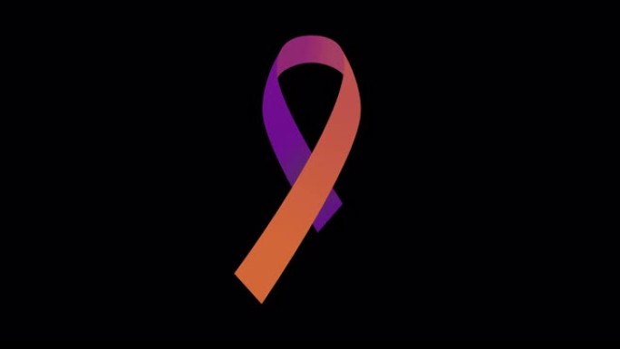 4k紫色和橙色国际牛皮癣宣传日丝带库存动画。慢动作紫色和橙色银屑病意识视频。阿尔法频道。