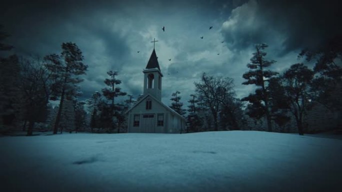 雪中的恐怖教堂动画