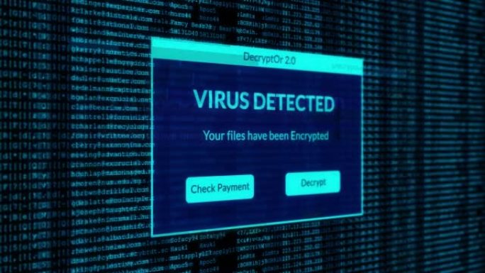 病毒检测到的通知和检查支付解密系统文件概念与二进制代码背景