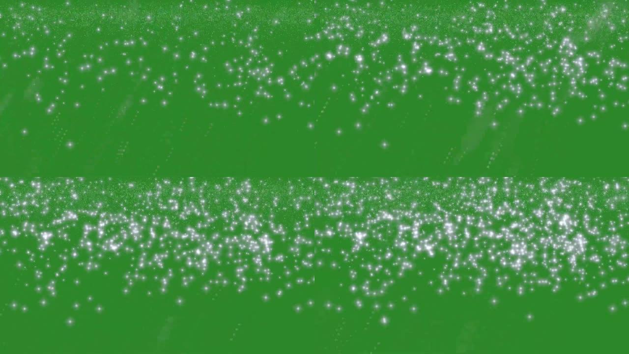 雪花落在绿色屏幕上