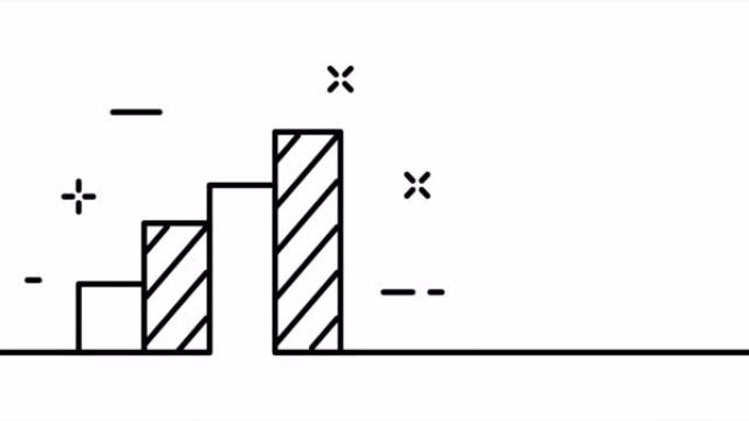 单线图，实线分析。单线绘制动画图形图，散点图和分析图。商业标志动画。视频4K