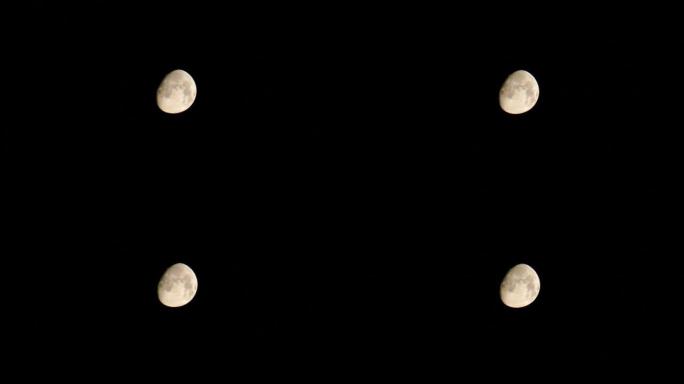 月亮的相位-臃肿的月亮，夜晚臃肿的月亮，黄色调臃肿的月亮，4k视频，