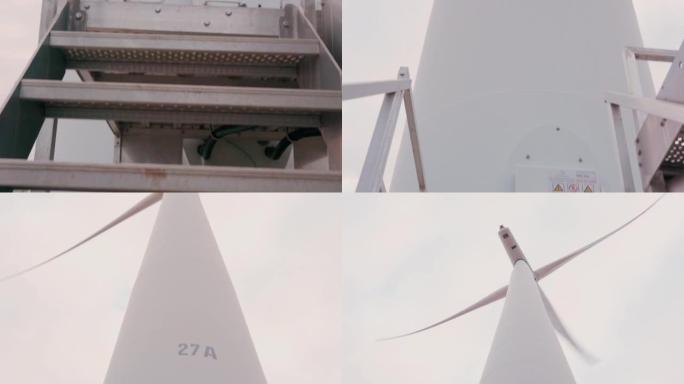 蓝天下的旋转风力发电机，风力发电技术