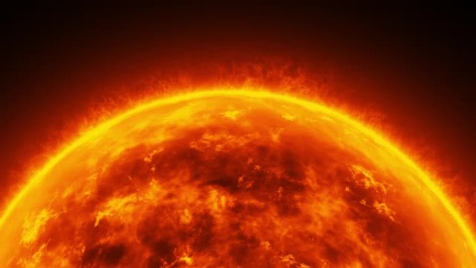 摘要特写黑底太阳球大气。燃烧气体能量太阳等离子体和耀斑行星元素循环背景。4K 3D渲染非常适合视觉效