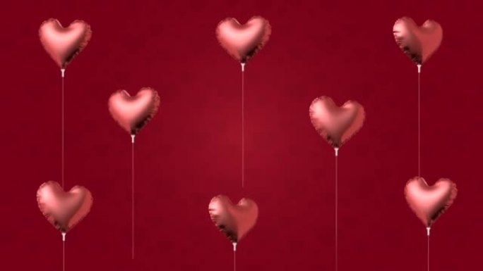 飞翔的红心气球无限循环背景为情人节概念