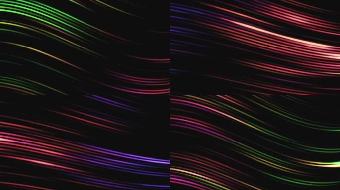 彩色抽象曲线或漩涡背景，霓虹波图案，带有发光点的抽象漩涡线股票视频