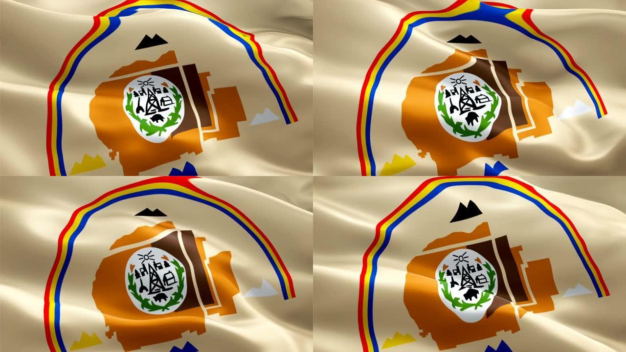 纳瓦霍人标志。国家三维纳瓦霍旗挥舞无缝循环动画。纳瓦霍旗帜高清背景慢动作视频。纳瓦霍旗帜特写1080
