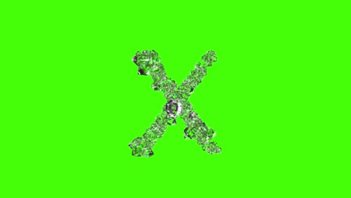 最佳钻石水晶字体-色度键屏幕上的字母X，孤立循环视频