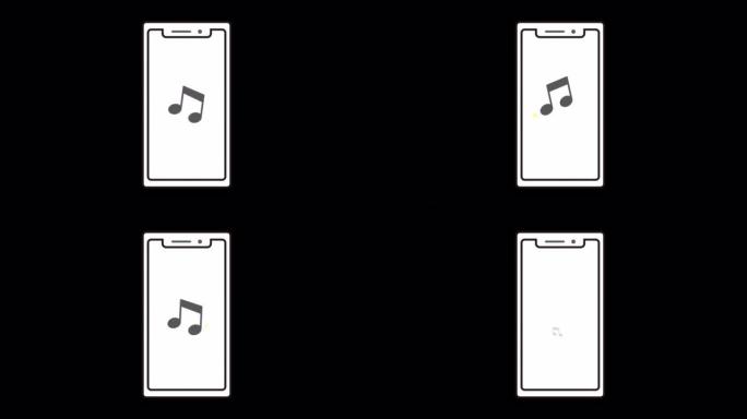 这是一个动画视频，显示了在智能手机上播放音乐的图像。可循环
