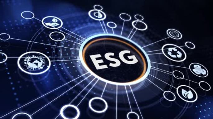 ESG环境社会治理理念。技术、互联网和网络概念。