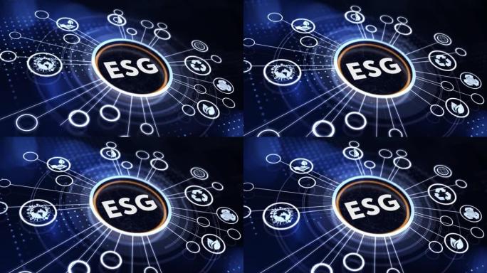 ESG环境社会治理理念。技术、互联网和网络概念。