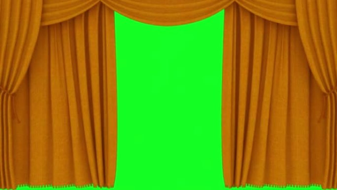 绿色屏幕上的黄色窗帘开口