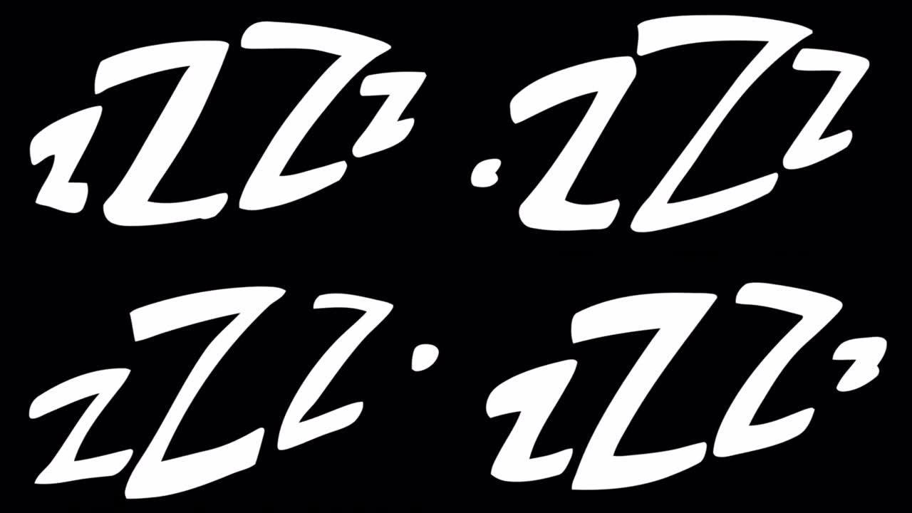 ZZZ睡眠循环2D卡通动画，带阿尔法频道4k