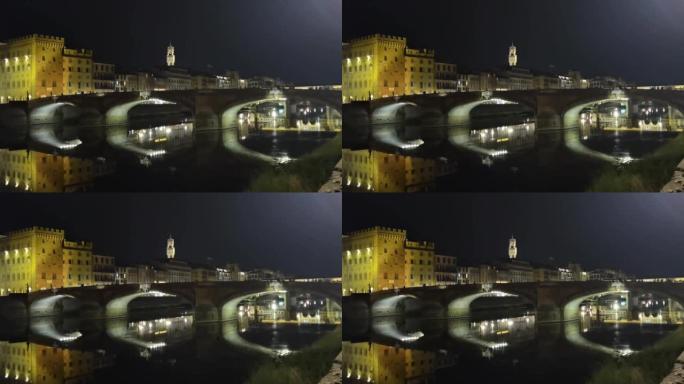 佛罗伦萨夜晚的阿诺河