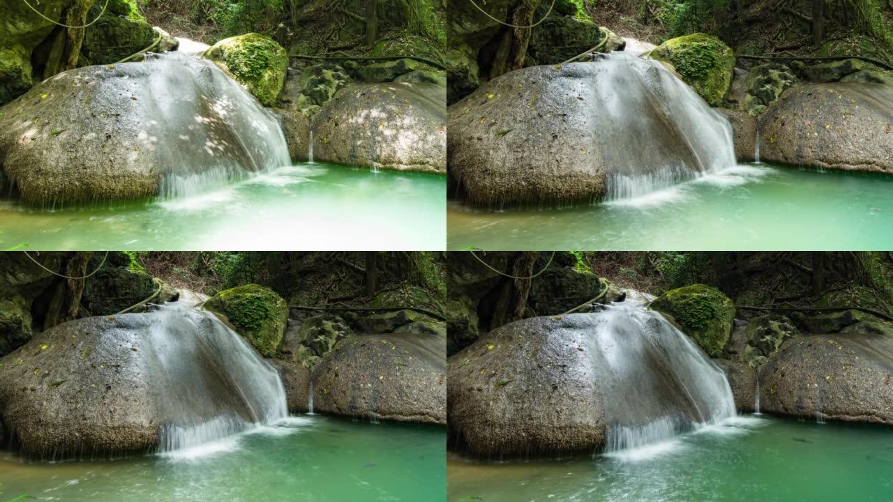 瀑布的时间流逝流水水流石头