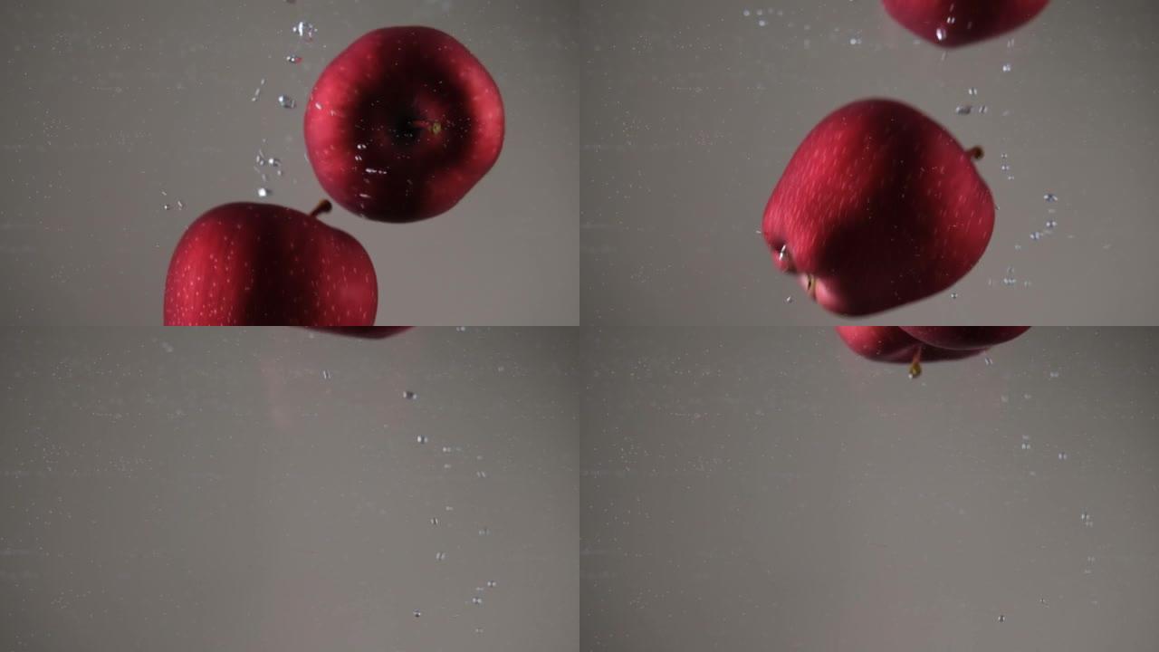 水中的红苹果