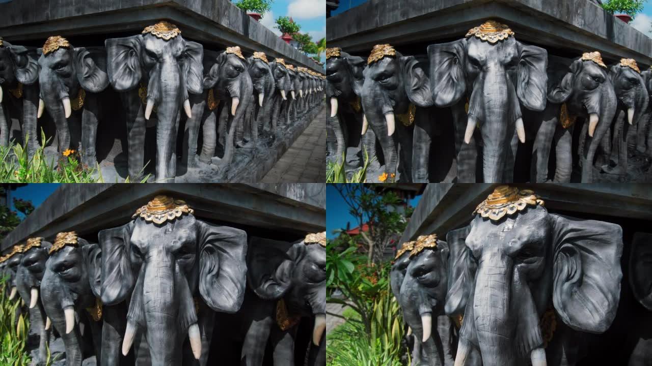 大象的雕像背着混凝土板