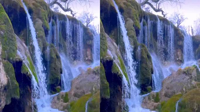 瀑布流水美景如画春天风光视频素材