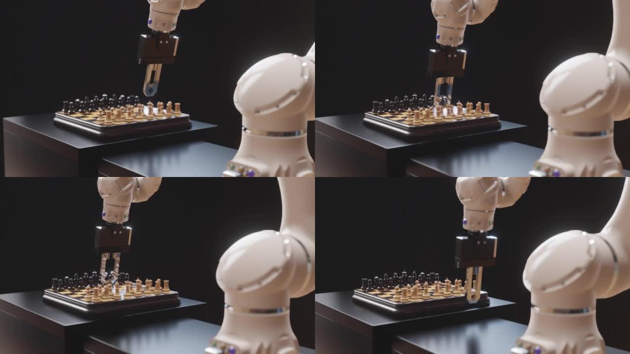 以机器人下棋的形式实现现代科学技术的成就。