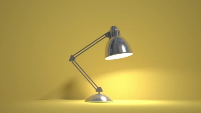 3D发光二极管灯跳跃并点亮。角色是一盏活灯。简约的黄色单色背景。光游戏的动画。电力工业