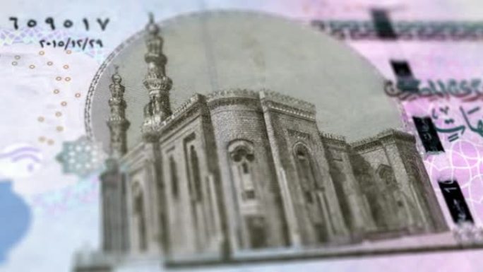 埃及10英镑的纸币观察和储备侧特写跟踪多莉拍摄10埃及纸币当前10埃及英镑纸币4k分辨率股票视频-埃