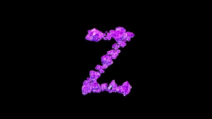 玫瑰宝石字母Z与动画反射黑色，孤立循环视频