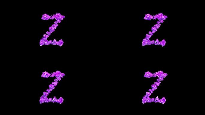 玫瑰宝石字母Z与动画反射黑色，孤立循环视频