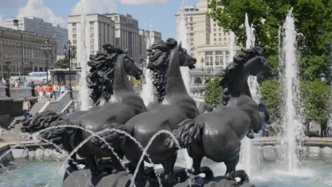 Fountains and statues in parks