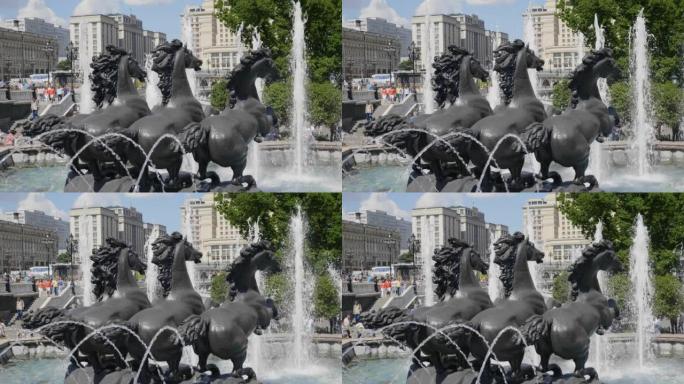 Fountains and statues in parks